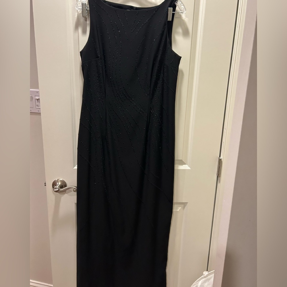 Vintage 90s AGB Dress Sleeveless Black Maxi Dress with sequins Women's Size 12